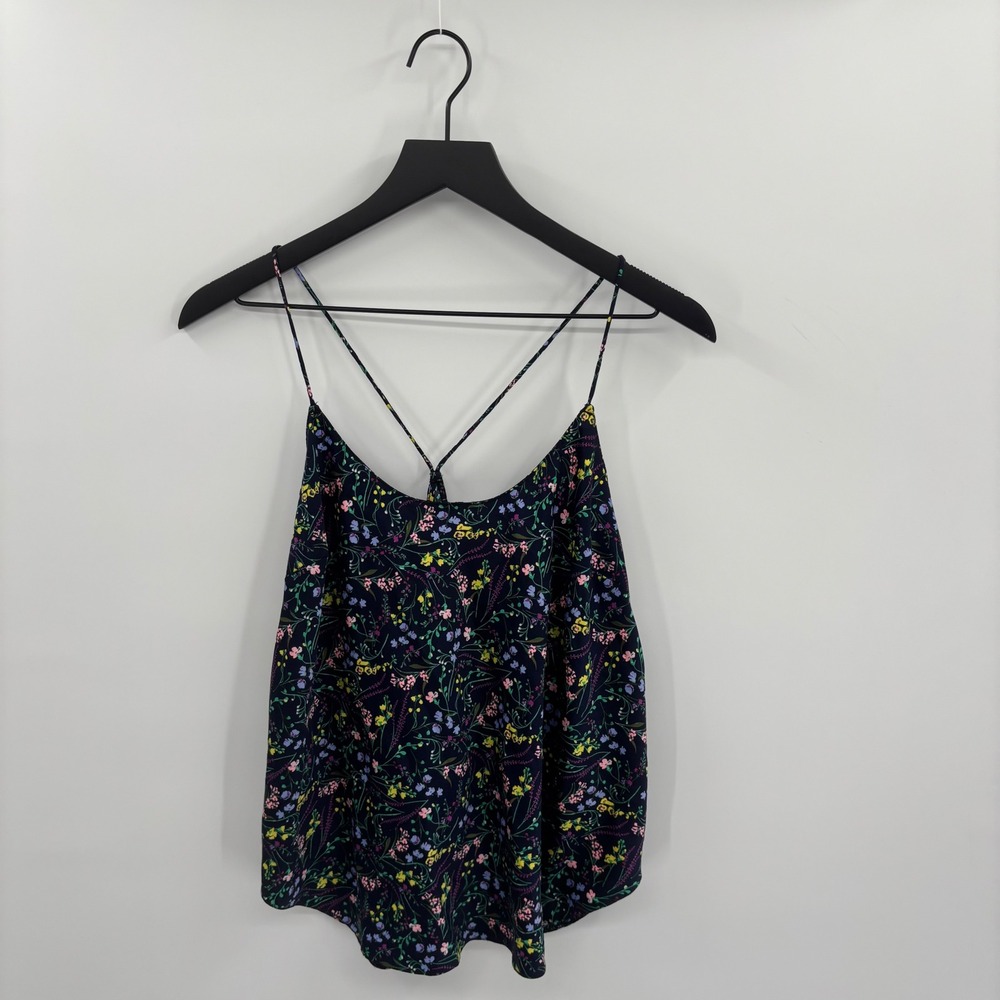 Victoria's Secret Floral Cami Top XL Navy Blue Spaghetti Straps Y2K Vacation Hot